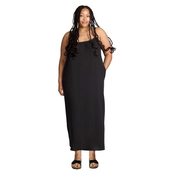 Sol Angeles Plus Size Black Gauze Maxi Dress 18-22 Flowy Summer Resort - Picture 1 of 14